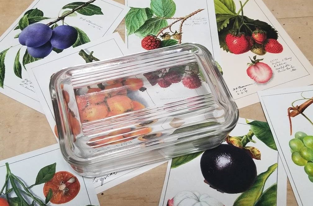 Vintage Français Pyrex Sedlex Clear Glass Butter Dish Années 1970. Verre Vintage. Bol en Réversible 