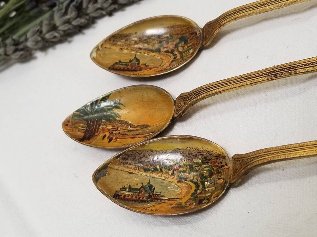 Vintage French NICE Souvenir Teaspoons Set of 3 With Minute Etsy