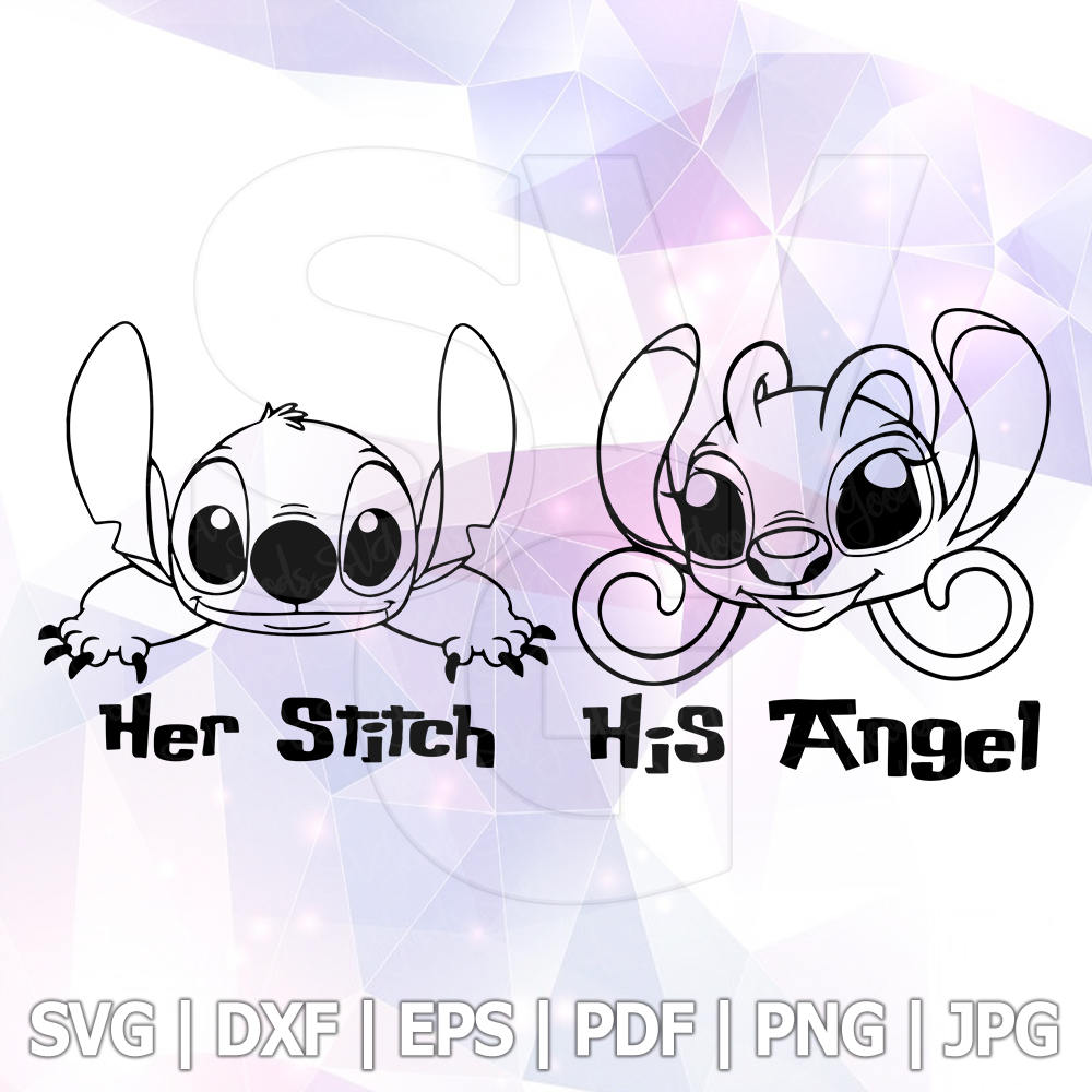 Download Lilo and Stitch Peeking Her Stitch His Angel SVG DXF EPS ...