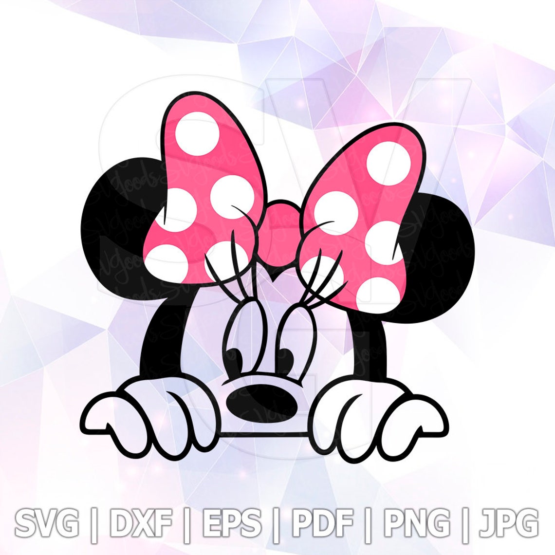 Minnie Mouse Peeking Bow Dot Layered SVG DXF Vector Silhouette | Etsy