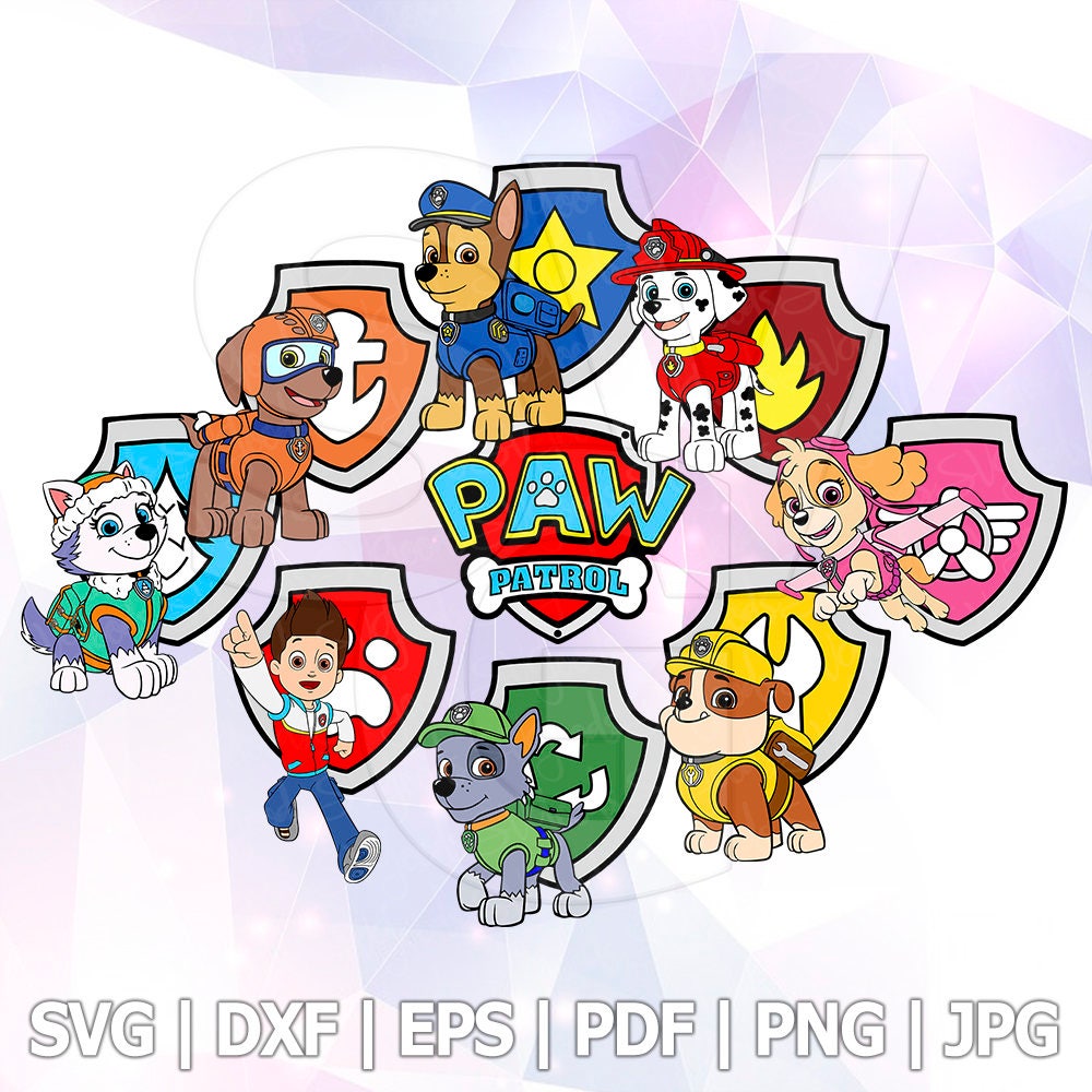 Download SVG DXF Paw Patrol All Badges Shields and Dogs Layered ...