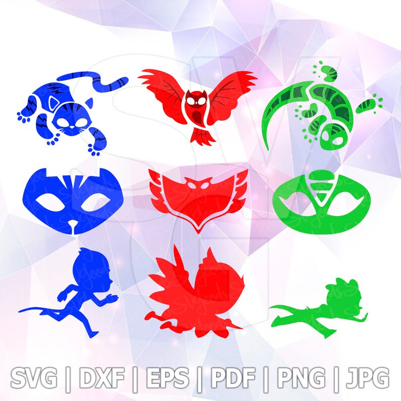 PJ Masks Gekko Owlette Gekko Bundle SVG DXF Eps Layered Vector | Etsy