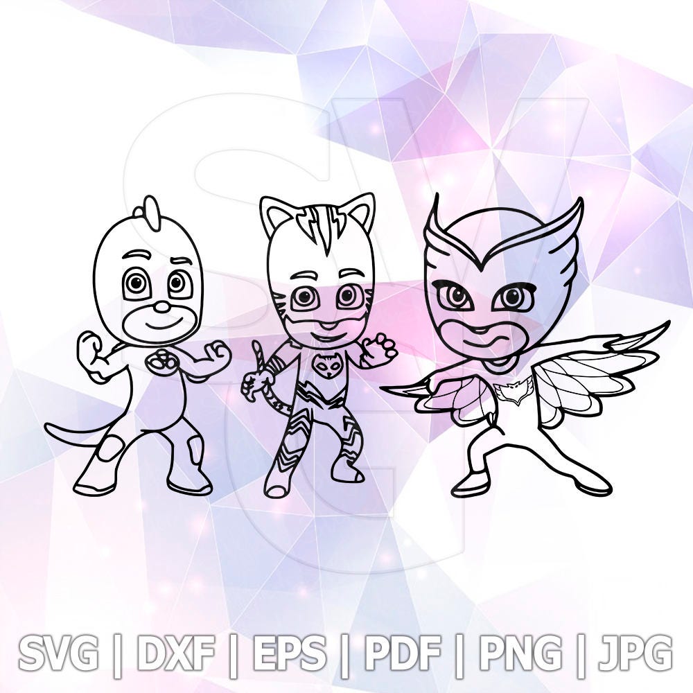 Download PJ Masks Catboy Owlette Gekko SVG DXF Cut Files Cricut Design | Etsy