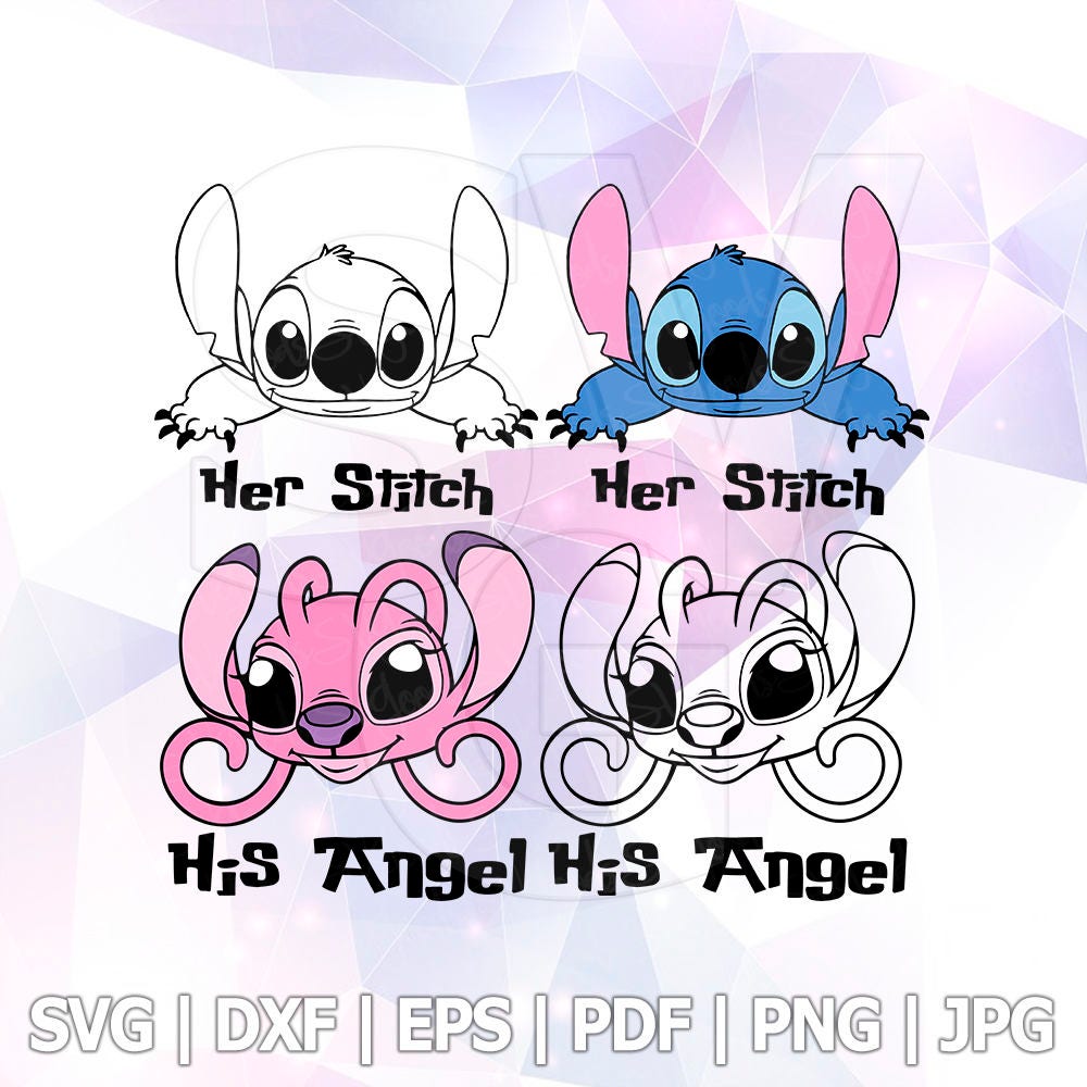 Free SVG Disney Stitch And Angel Svg 11038+ File for DIY T-shirt, Mug