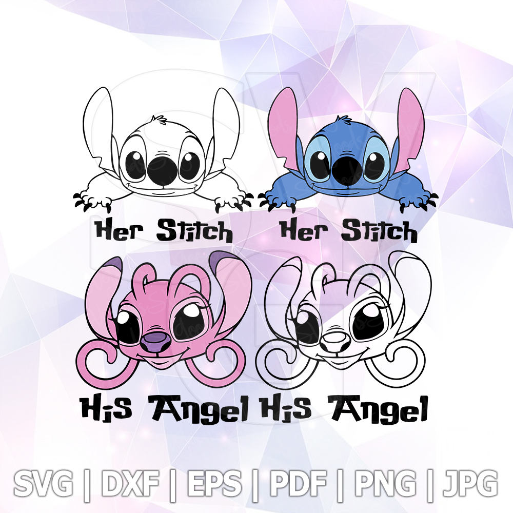 Download Lilo and Stitch Peeking Her Stitch His Angel Layered SVG ...