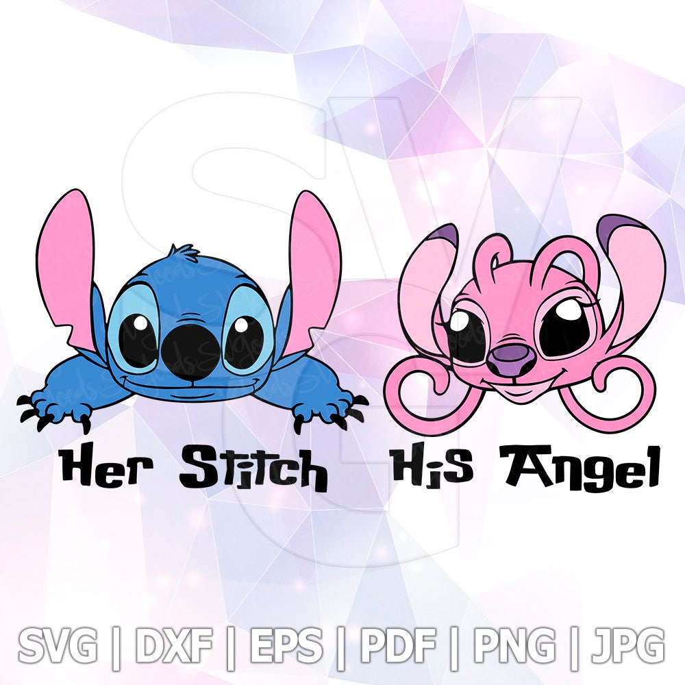 Download Lilo and Stitch Peeking Her Stitch His Angel Layered SVG ...