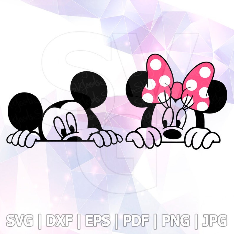 Download Mickey Minnie Mouse Peeking Bow Dot Layered SVG Vector | Etsy