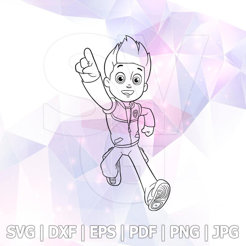 Ryder Paw Patrol SVG Coloring Page Cricut Desiggn Silhouette | Etsy