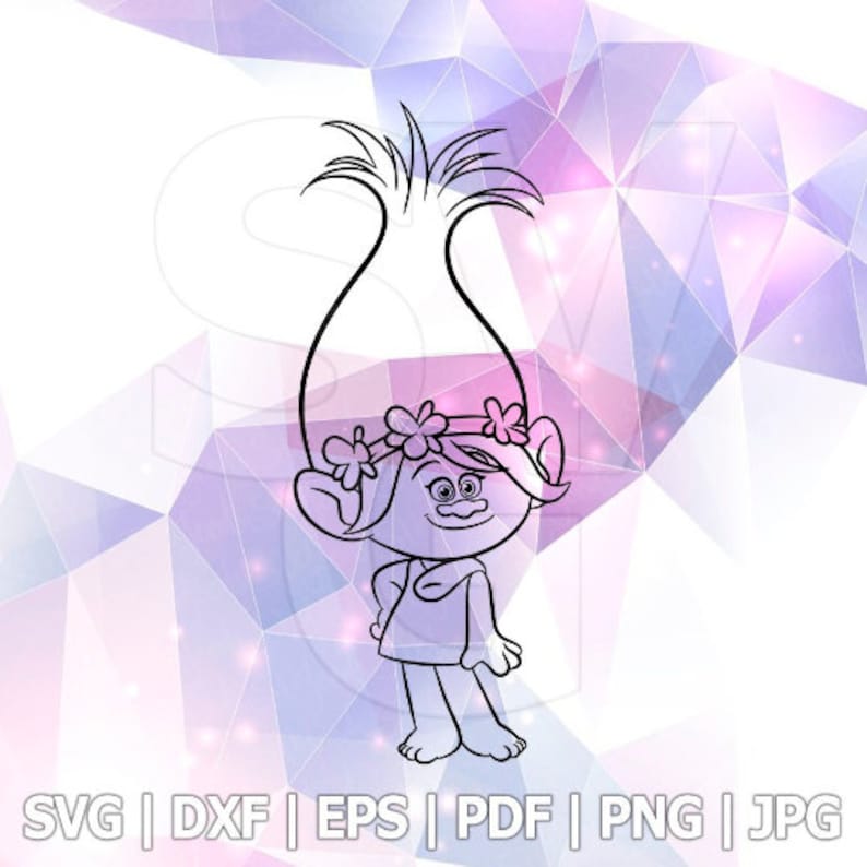 Princess Poppy Svg Png Trolls Coloring Pages Cricut Silhouette Etsy