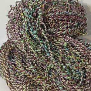 Mermaid Splash.  Handspun bubble crepe yarn. Very strong. Use for warp or weft. Crochet knit craft weave Yummilicious! 10yd increments.