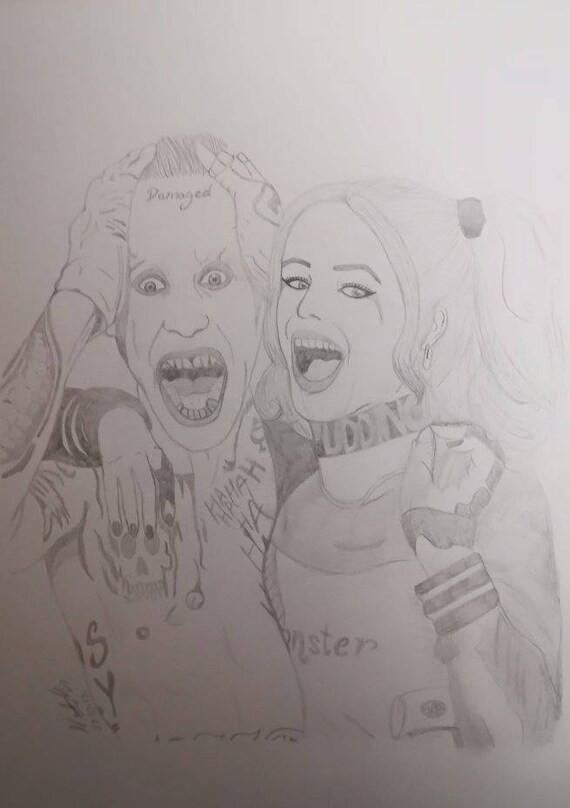 Joker I Harley Quinn Rysunek Olowkiem Etsy