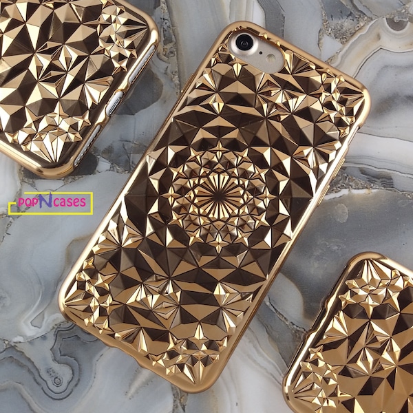 Gold Bronze Sunflower Diamond Bling Case iPhone X, iPhone 7 Plus, iPhone 8 Plus, iPhone 6, iPhone 6