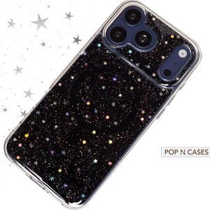 Luxury Celestial Space Holographic Star iPhone Case | MagSafe Compatible, Glitter Epoxy 3D Design | iPhone 15 16 iPhone 17 Protective Cover
