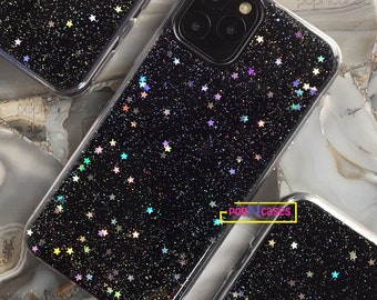 Celestial iPhone 15 Case With Holo Glitter bling Astronomy iPhone 14 star celestial black case iPhone 13 cases iPhone 12 case iPhone 16 Case