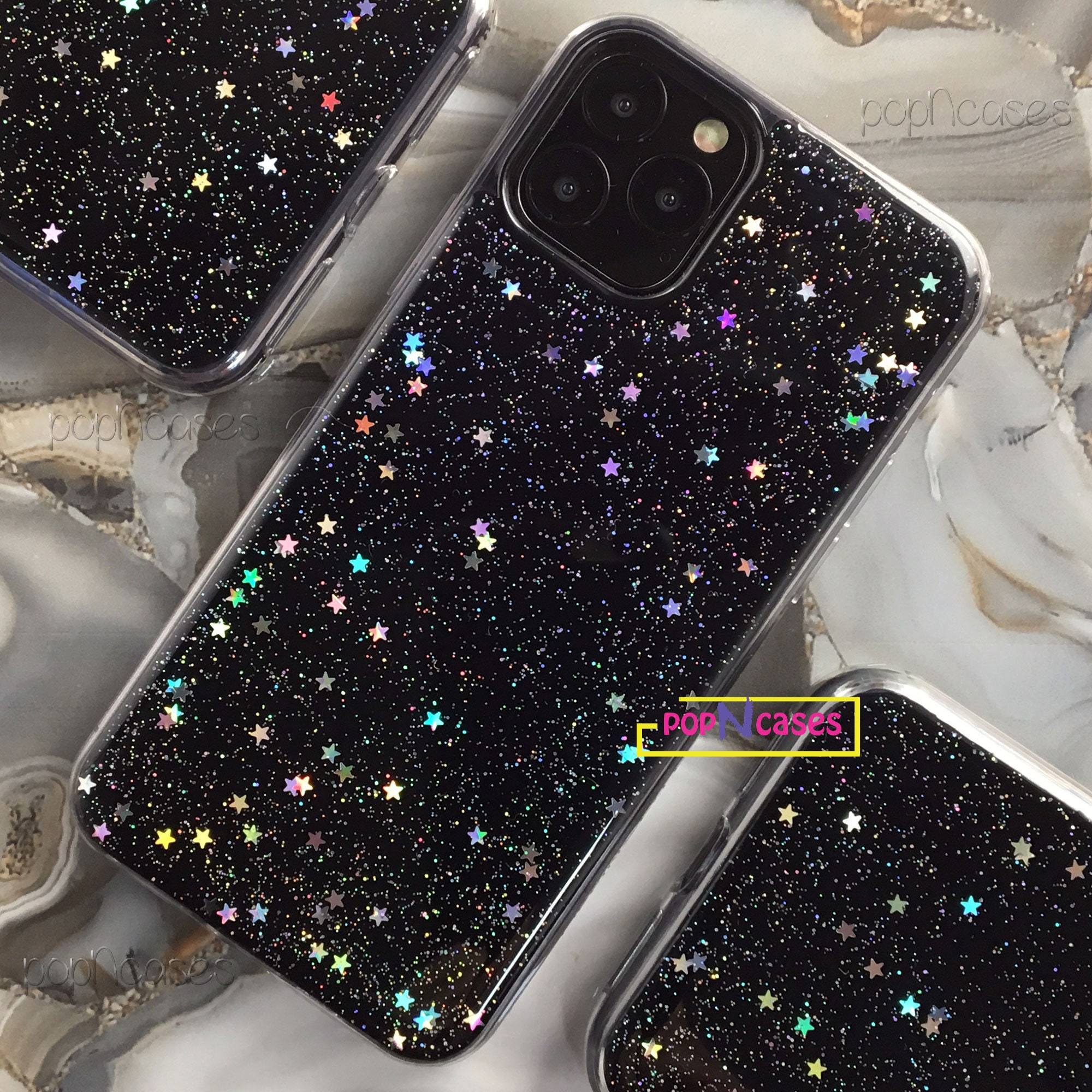 STARSHOP iPhone 12 Mini Phone Case, with [Tempered Glass Screen Protector  Included] Liquid Bling Sparkle Floating Glitter Quicksand Phone Case Girls