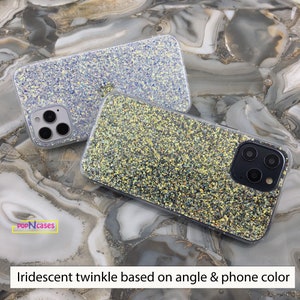 Para iPhone 15 Series Iridescent Crystal Twinkle 24k Gold Holo Glitter Funda para iPhone 14 Funda para iPhone 13 Funda para iPhone 12 imagen 11