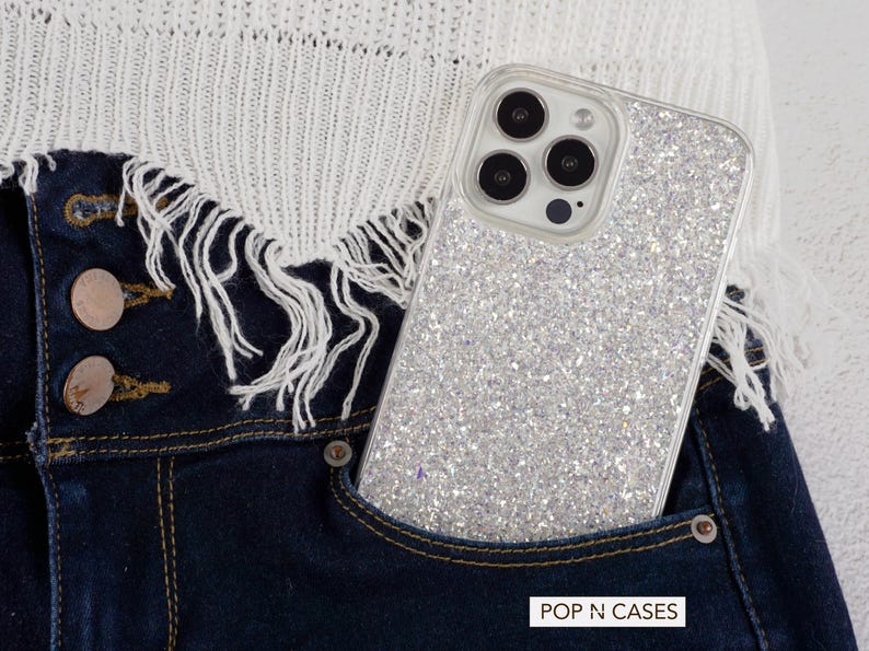 Para iPhone 15 Series Iridescent Crystal Twinkle 24k Gold Holo Glitter Funda para iPhone 14 Funda para iPhone 13 Funda para iPhone 12 imagen 3