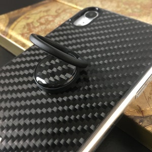 Black Carbon Fiber Phone Ring Holder Grip | Real Carbon Fibre Fashion Phone Grip Phone Holder
