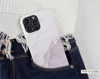 Purple Grey Marble iPhone Case: Gold Vein Stone Print