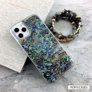 Coque pour iPhone 11 coquillages et coquillages bleu océan, conque irisée nacré brillant, coque de protection pour iPhone 15