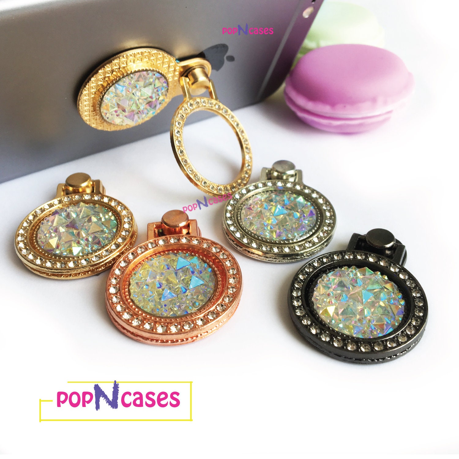 Diamond & Rhinestone Phone Ring Holder Phone Stand Grip iPhone ring i…