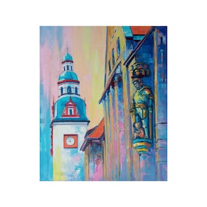 Chemnitz Painting, Germany Painting, Original Oil Painting On Canvas, Ukrainian Wall Art, Germany street landscape