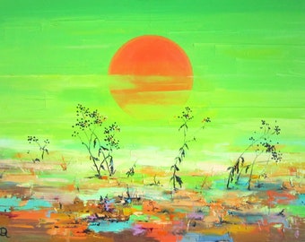 Original Ölgemälde Findet Zen, Natur Wandkunst, Ukrainischer Künstler, Beruhigendes Wohnkultur, Balance Kunst, Sonnenaufgang Malerei, Einzigartige Natur Kunst