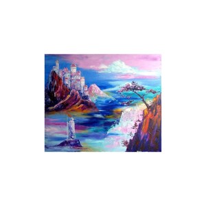 Original oil painting Avalon Island, Fantasy Painting, Avalon Island Wall Art, Ukrainian Artist, Fantasy Wall Art, Avalon Island Painting