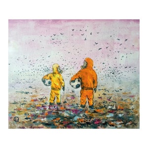 Original oil painting Survive the Pollution, Social Art, Futuristic Decor, Ukrainian Artist, Symbolic Art, Unique Painting, Save Planet Art