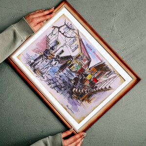 Pittura ad acquerello originale Odessa Moldavanka, arte antica di Odessa, pittura unica, arte multimediale mista, artista ucraino, acquerello storico