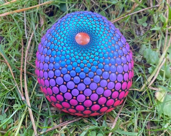 Natural stone, mandala stone, hand-painted, dot painting