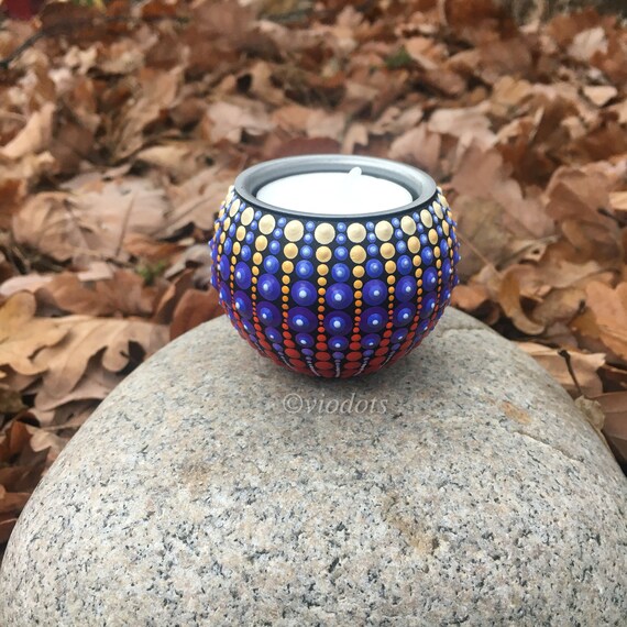 One Wooden Tealight Holder, Hand Painted, Dot Painting - Etsy One Wooden Tealight Holder, Hand Painted, Dot Painting - Etsy