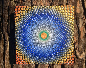 Mandala, Acrylbild, Dotpainting, Leinwand 25 cm x 25 cm