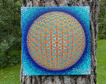 Dotpainting canvas 30 cm x 30 cm "Flower of life"