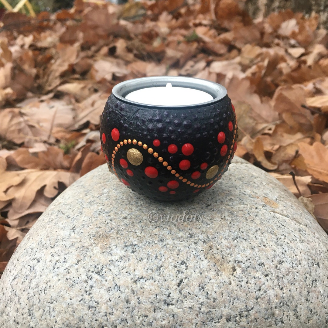 One Wooden Tealight Holder, Hand Painted, Dot Painting - Etsy One Wooden Tealight Holder, Hand Painted, Dot Painting - Etsy