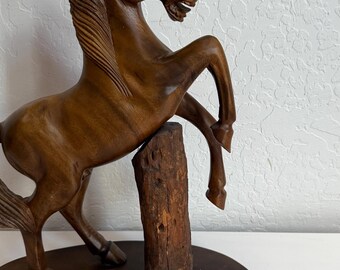 大きなヴィンテージの木製彫刻馬 - Etsy 日本