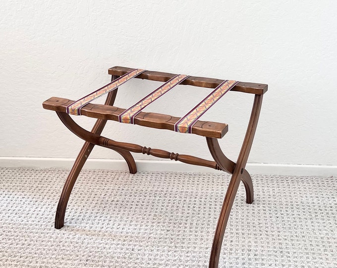 Vintage Wood Luggage Rack Suitcase Holder Etsy