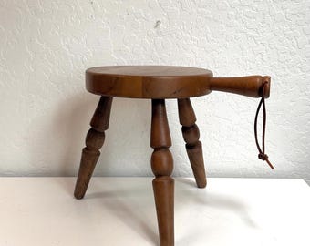 Vintage Japanese Milking Stool | 3 Legged Stool