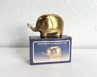 Vintage Brass Elephant Bank