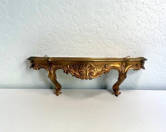 Vintage Ornate Baroque-Style Gold Wall Shelf