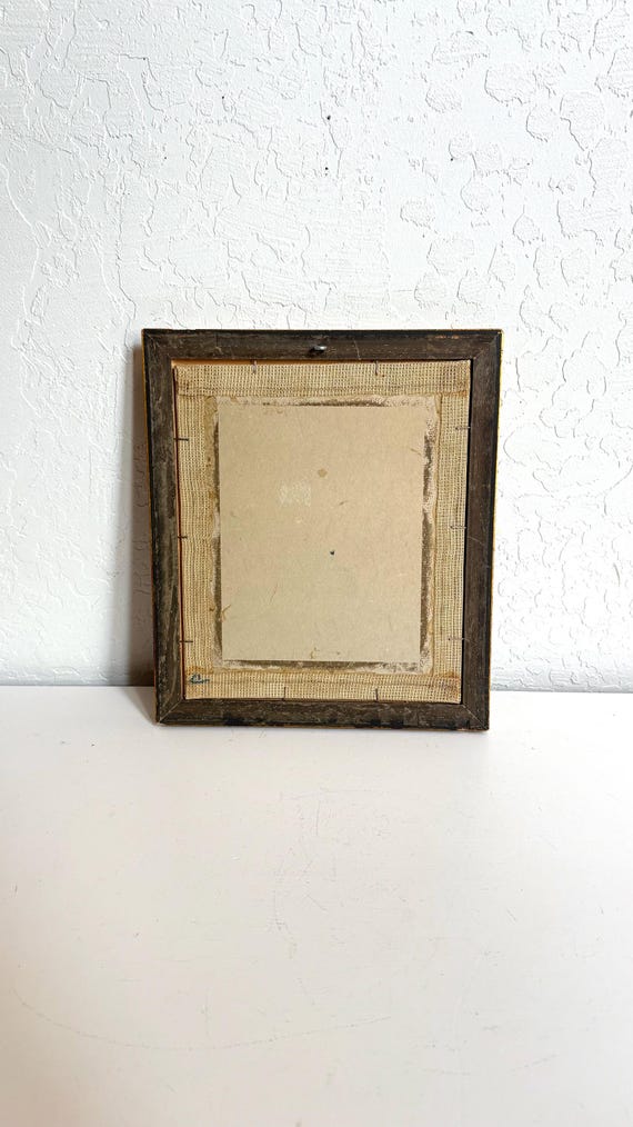 Vintage Framed Needlepoint | Victorian Boy with Rabbit