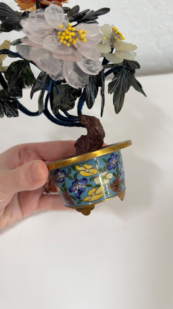 Vintage Chinese Cloisonné Vase With Jade Stone Flowers - Etsy