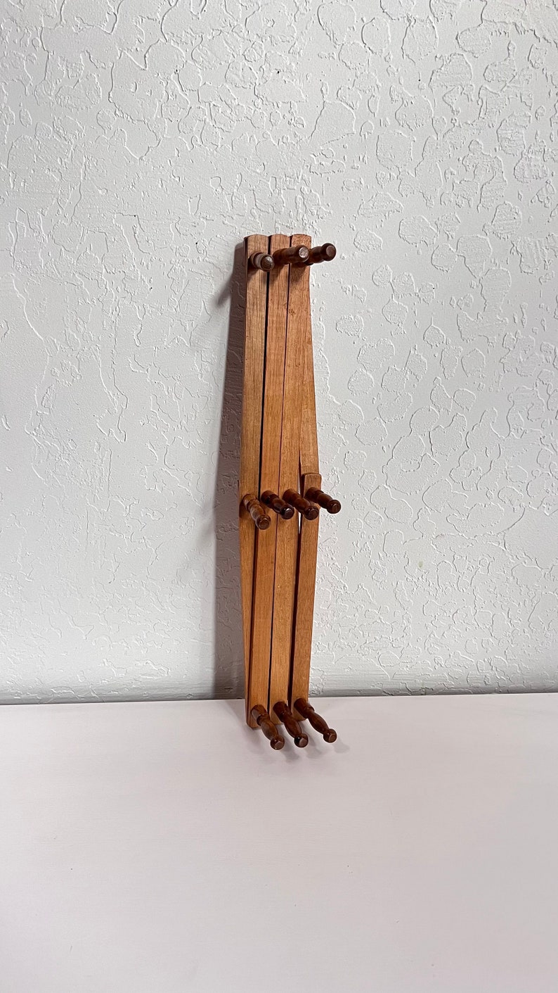 Large Vintage Peg Rack Accordion Rack Wall Organizer Wood Coat Rack Etsy