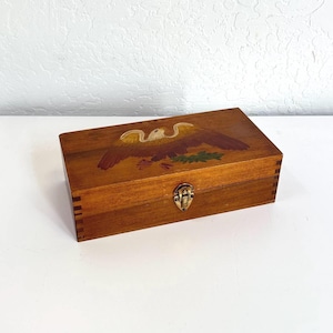 Vintage Hand Painted Wood Box | Eagle Americana