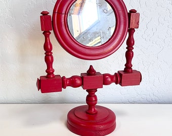 Vintage Red Vanity Mirror | Makeup Mirror