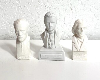 Set of 3 Vintage Composer Busts | Mozart, Toscanini, Paganini