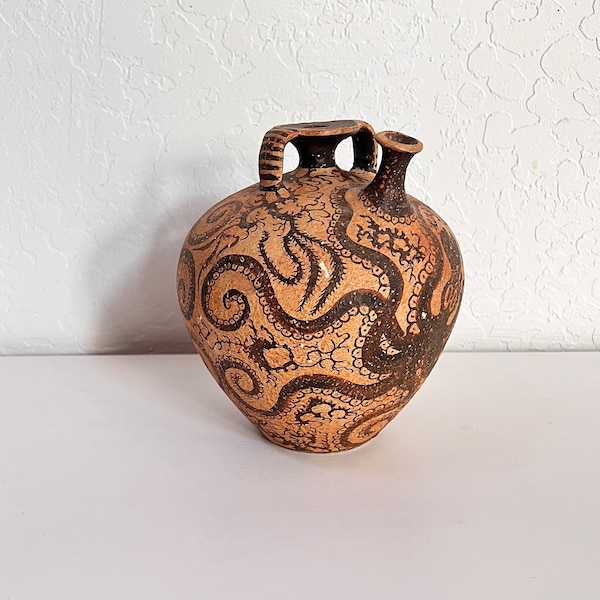 Ancient Greece Museum Replica Jug Minoan Octopus Vase