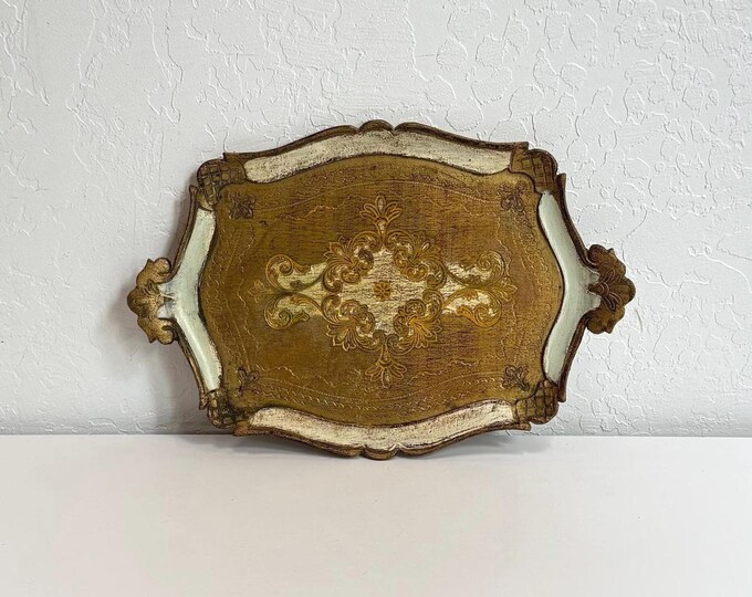 Vintage Italian Tray | Gold Florentine Painted Wood Tray - Etsy