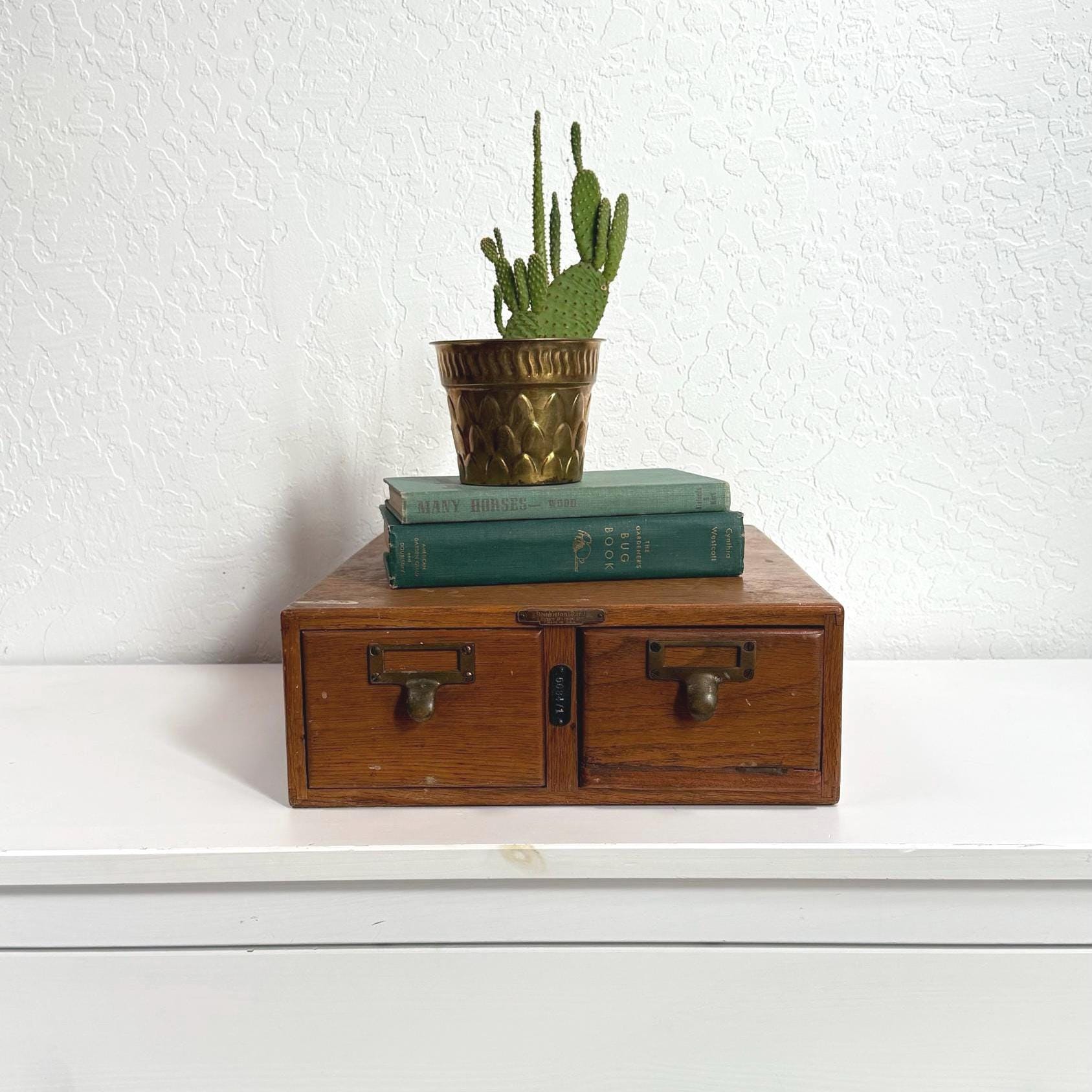 Vintage Wood Two Drawer Index Card Catalog | Library Catalog