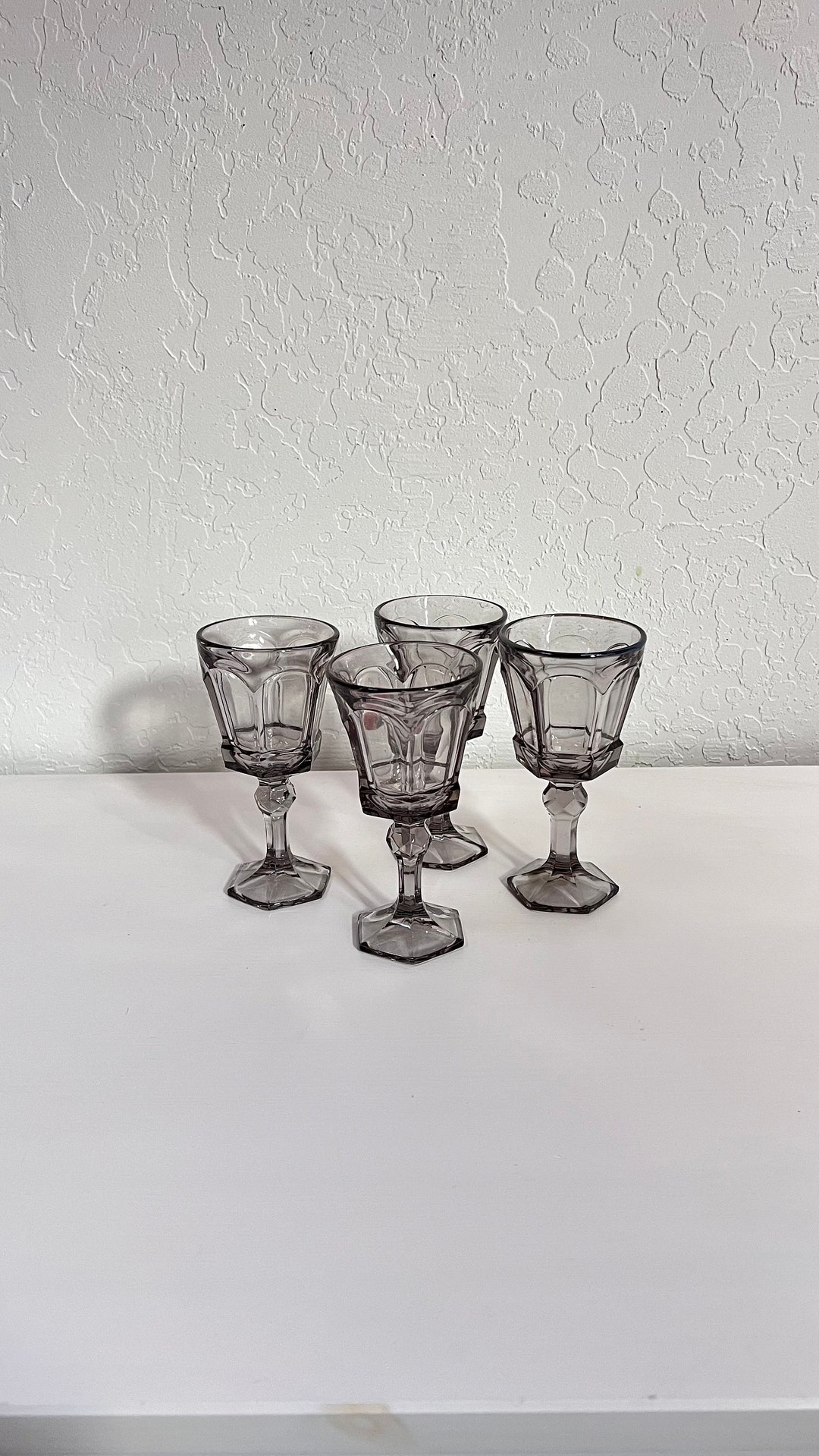 Pair of Vintage Noritake Spotlight Black Goblet Black Wine Glasses